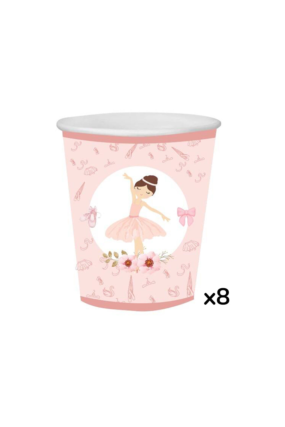 Pembe Balerin Temalı 8'li Bardak Tabak Set