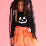 Siyah File Detaylı Çocuk Halloween Cadı Şapkası