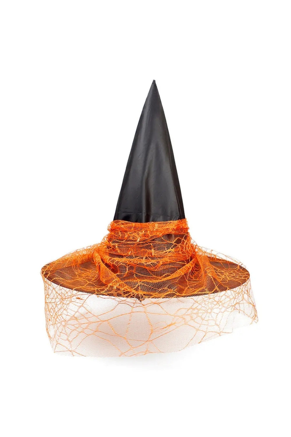 Siyah Tül Detaylı Tokalı Halloween Cadı Şapkası