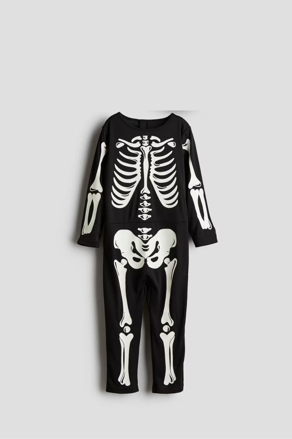 Siyah İskelet Baskılı Halloween Çocuk Parti Kostümü