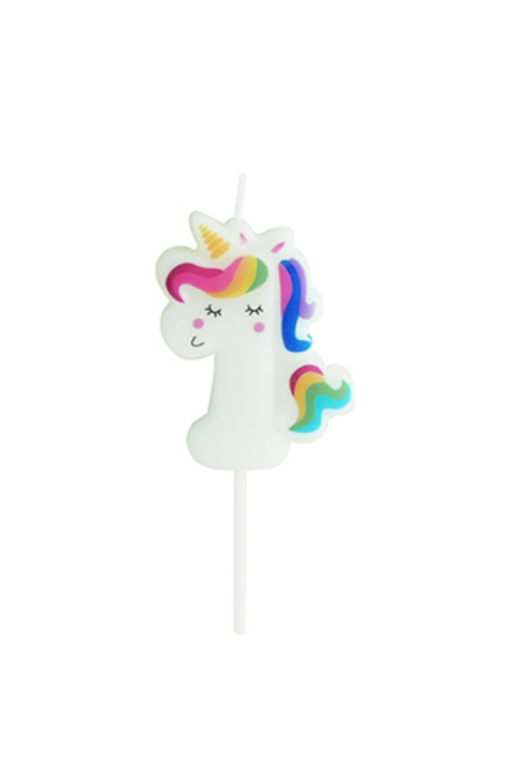 Beyaz 1 Rakamı Unicorn Figür Parti Mumu