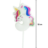 Beyaz 5 Rakamı Unicorn Figür Parti Mumu