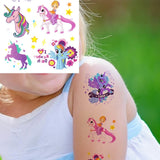 Çok Renkli Simli Unicorn Temalı Kız Çocuk Dövme Set