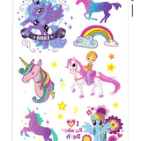 Çok Renkli Simli Unicorn Temalı Kız Çocuk Dövme Set