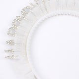 Beyaz  Tüllü Taşlı Happy Birthday Kız Çocuk Taç