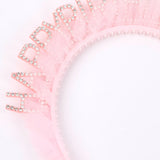 Pembe  Tüllü Taşlı Happy Birthday Kız Çocuk Taç