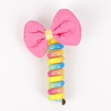 Çok Renkli  Kumaş Fiyonklu Kız Çocuk Makarna Toka