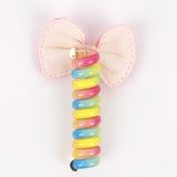 Çok Renkli  Kumaş Fiyonklu Kız Çocuk Makarna Toka