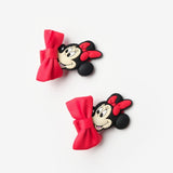 Kırmızı  Fiyonk Detaylı Mickey Figürlü Kız Çocuk Toka Set