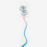 Mavi  Çiçek Detaylı Saçlı Kız Çocuk İkili Toka Set