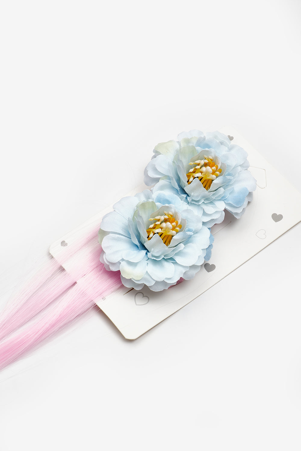 Mavi  Çiçek Detaylı Saçlı Kız Çocuk İkili Toka Set