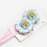 Mavi  Çiçek Detaylı Saçlı Kız Çocuk İkili Toka Set