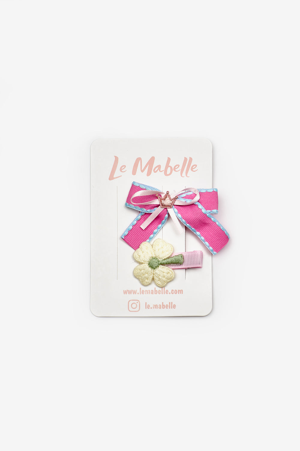 Pembe  Fiyonk ve Çiçek Figürlü Kız Çocuk 2'li Toka Set