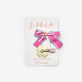 Pembe  Fiyonk ve Çiçek Figürlü Kız Çocuk 2'li Toka Set