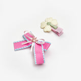 Pembe  Fiyonk ve Çiçek Figürlü Kız Çocuk 2'li Toka Set