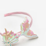 Beyaz  Payetli Deniz Kızı Figürlü Kız Çocuk Taç