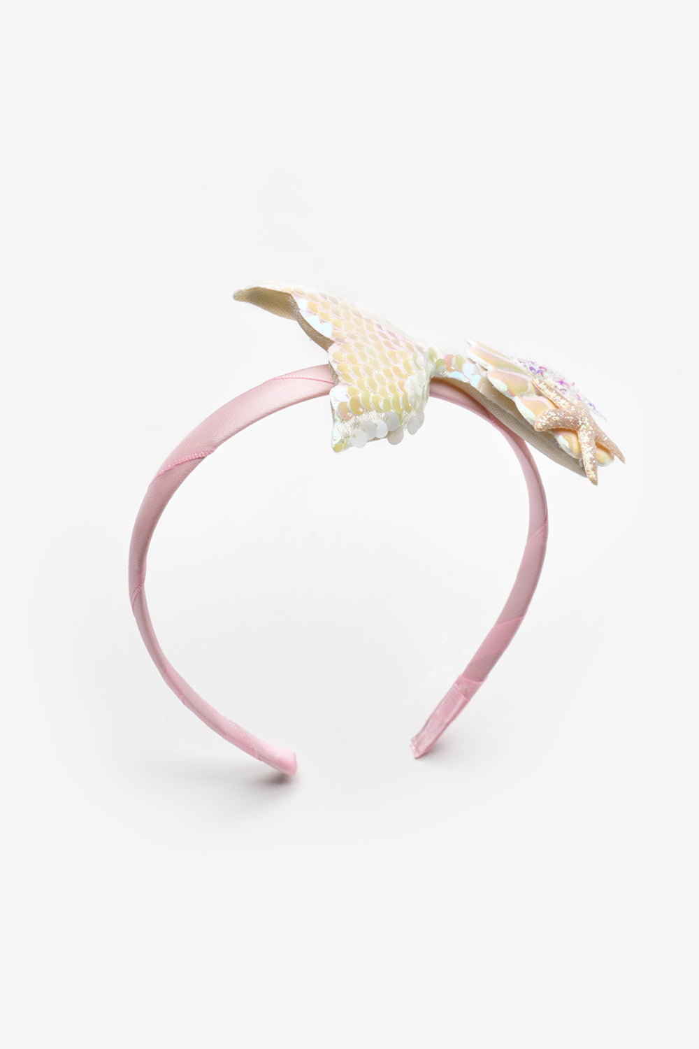 Beyaz  Payetli Deniz Kızı Figürlü Kız Çocuk Taç