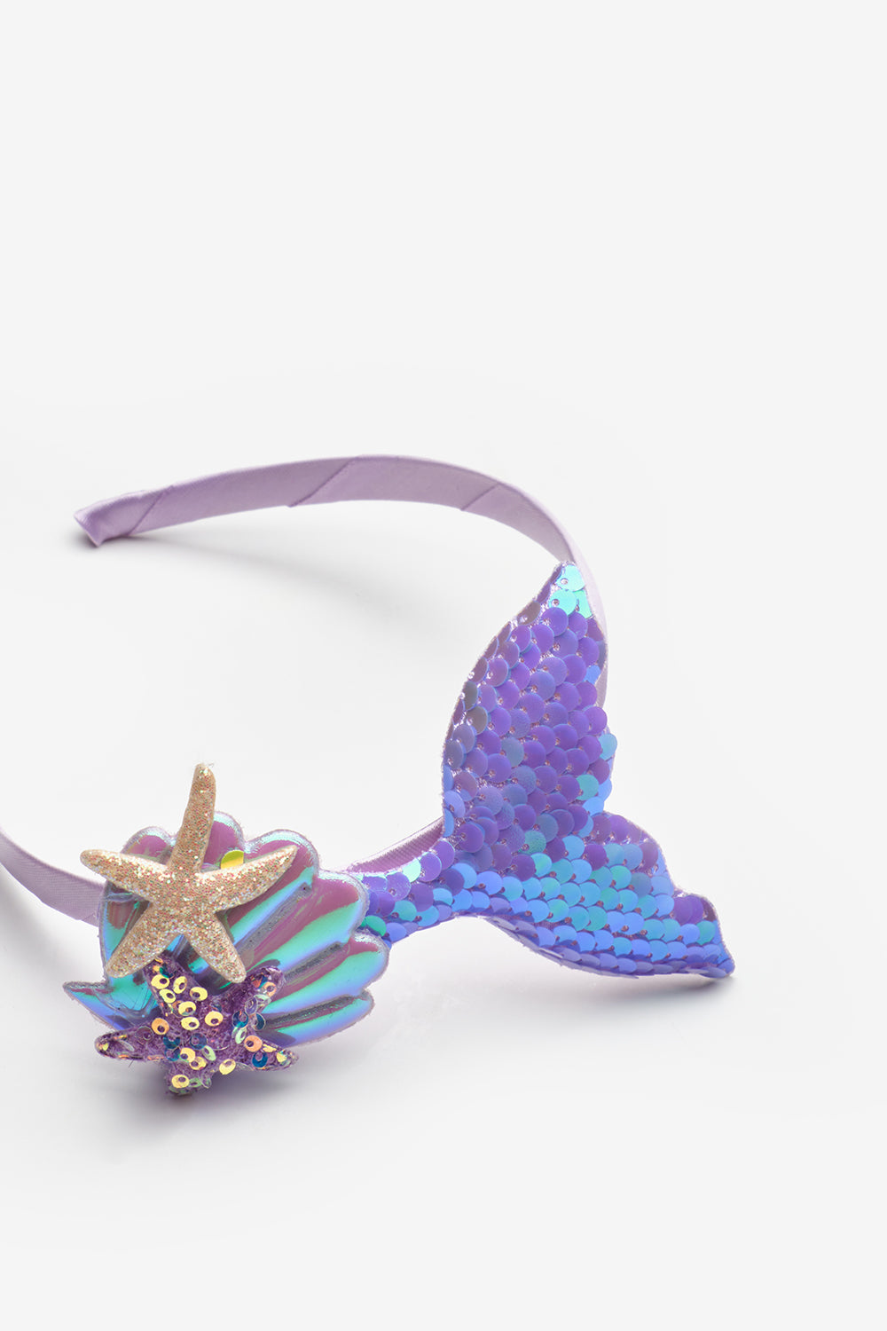 Lila  Payetli Deniz Kızı Figürlü Kız Çocuk Taç