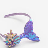 Lila  Payetli Deniz Kızı Figürlü Kız Çocuk Taç