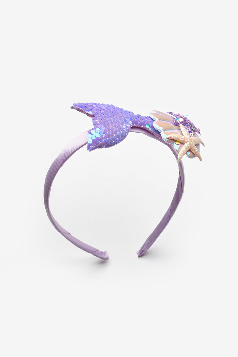 Lila  Payetli Deniz Kızı Figürlü Kız Çocuk Taç