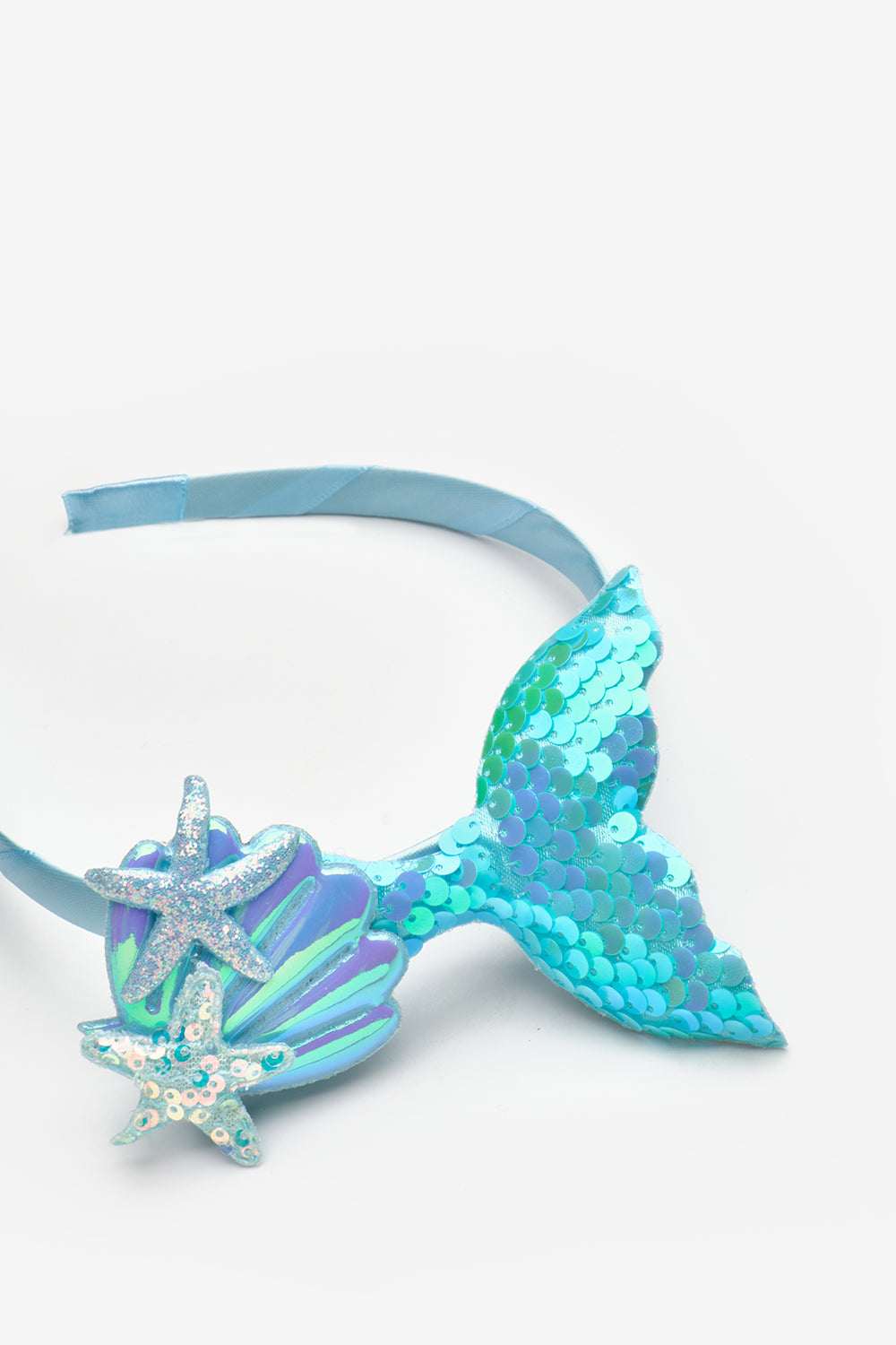 Mavi  Payetli Deniz Kızı Figürlü Kız Çocuk Taç