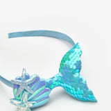 Mavi  Payetli Deniz Kızı Figürlü Kız Çocuk Taç