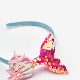 Turuncu  Payetli Deniz Kızı Figürlü Kız Çocuk Taç