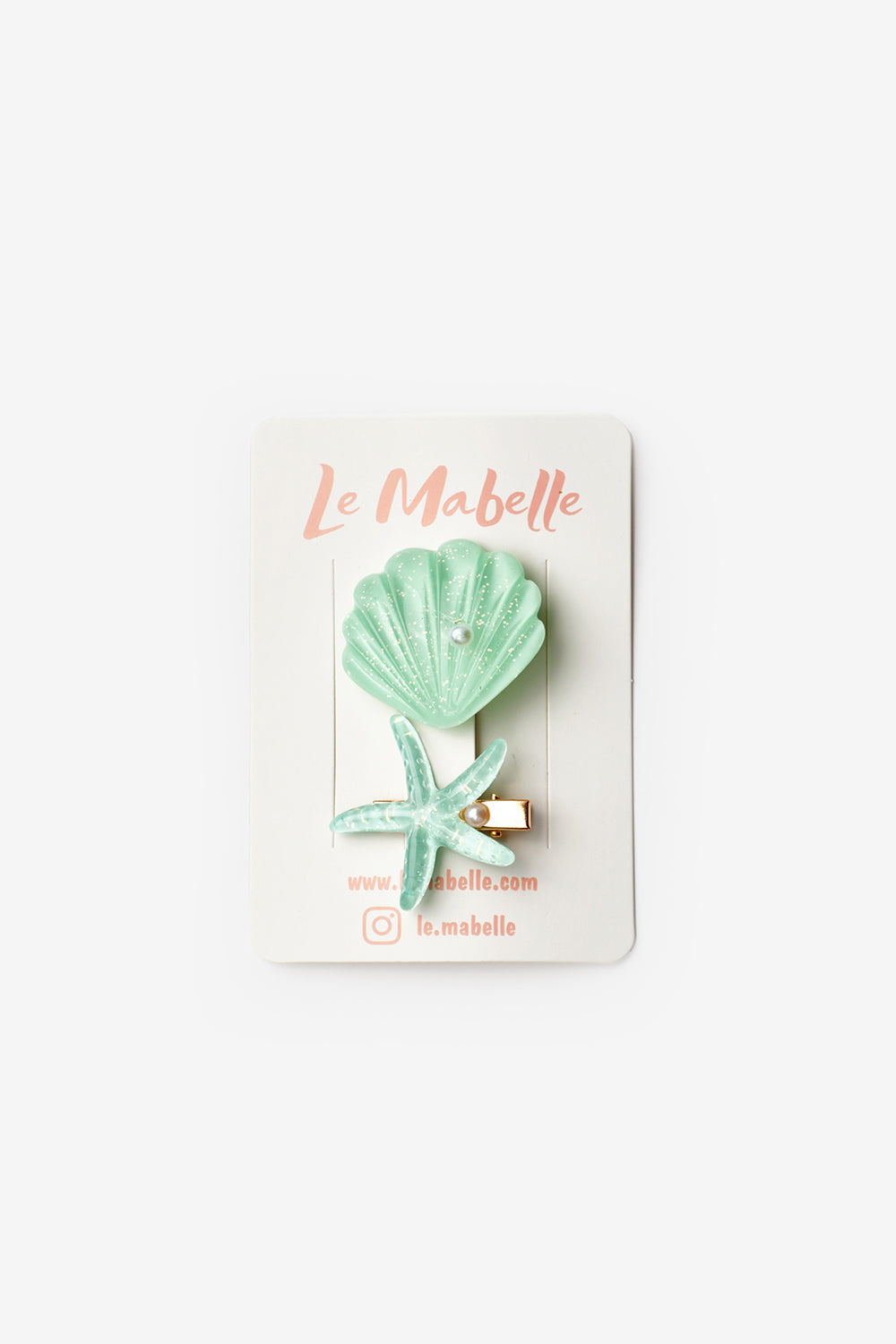 Mint Deniz Kabuğu Yıldız Kız Çocuk İkili Toka Set