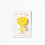 Sarı  Deniz Kabuğu Yıldız Kız Çocuk İkili Toka Set