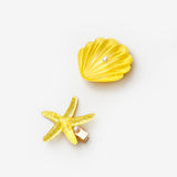 Sarı  Deniz Kabuğu Yıldız Kız Çocuk İkili Toka Set