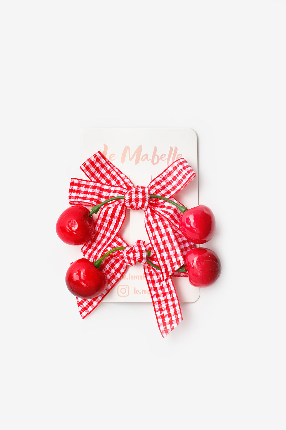 Kırmızı  Kiraz Figürlü Kız Çocuk 2'li Toka Set