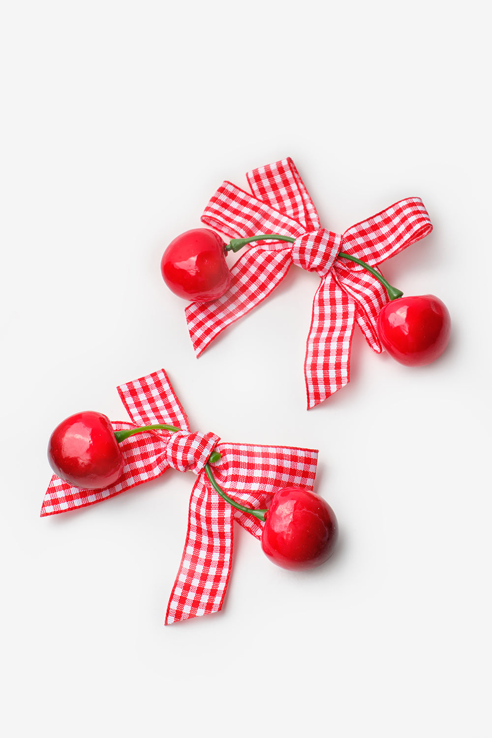 Kırmızı  Kiraz Figürlü Kız Çocuk 2'li Toka Set