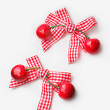 Kırmızı  Kiraz Figürlü Kız Çocuk 2'li Toka Set