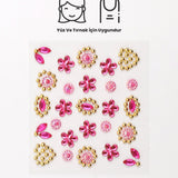 Pembe Çiçek ve Kalp Temalı Yüz ve Tırnak Sticker