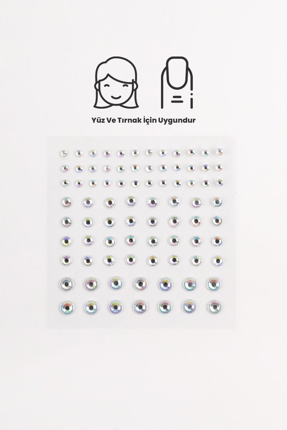 Gümüş Şeffaf Minik Taş Yüz ve Tırnak Sticker