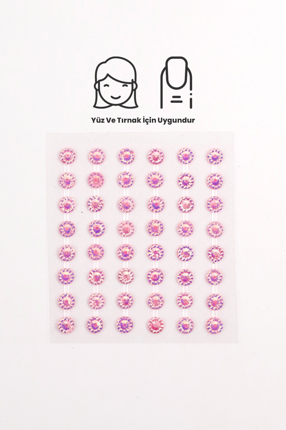 Pembe Parlak Taş Detaylı Yüz ve Tırnak Sticker
