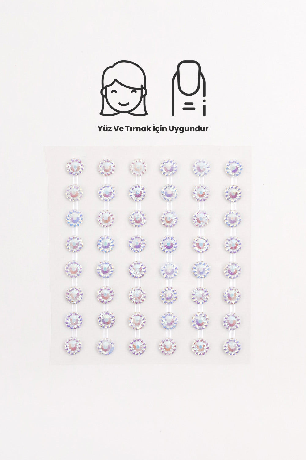 Gümüş Işıltılı Taşlı Yüz ve Tırnak Sticker