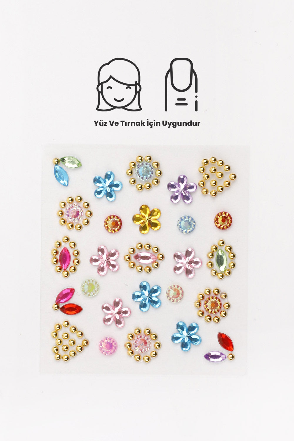 Çok Renkli Çiçek Temalı Yüz ve Tırnak Sticker