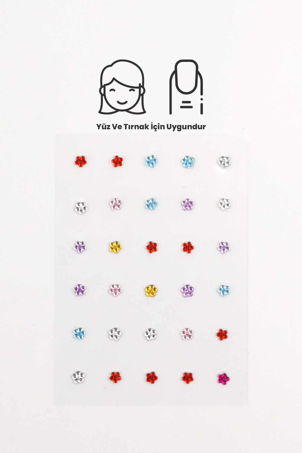 Çok Renkli Çiçek Figürlü Yüz ve Tırnak Sticker