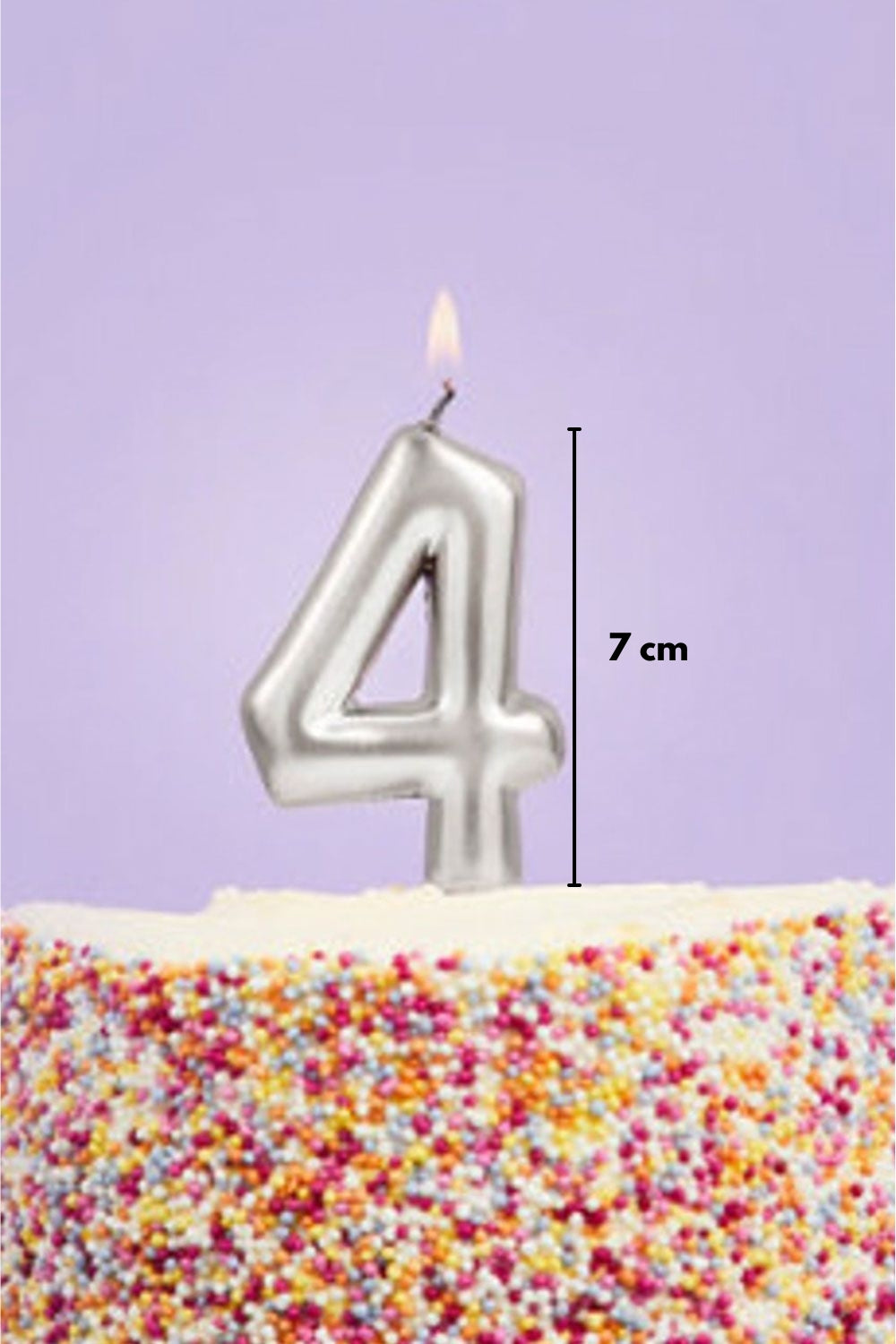 Gümüş 4 Rakamı Mum