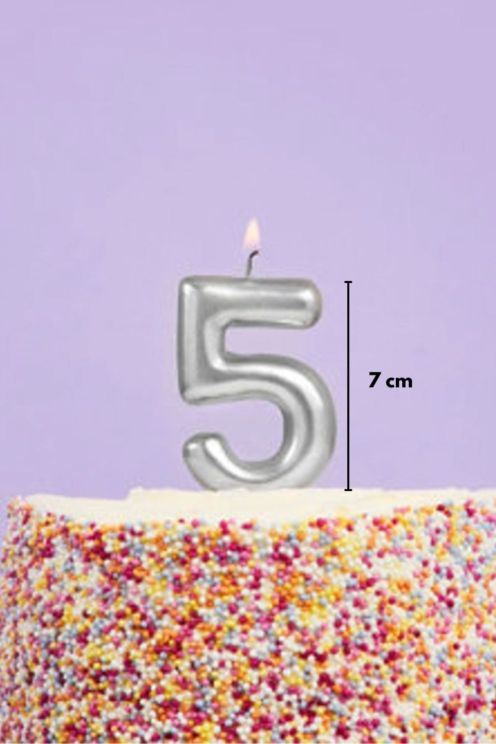 Gümüş 5 Rakamı Mum