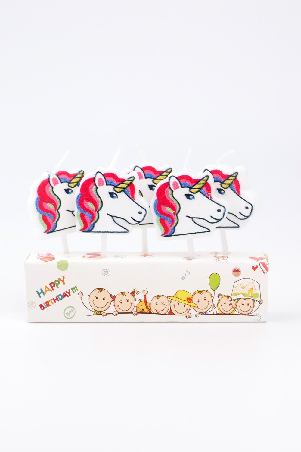 Beyaz  Unicorn Figürlü 5'li Mum