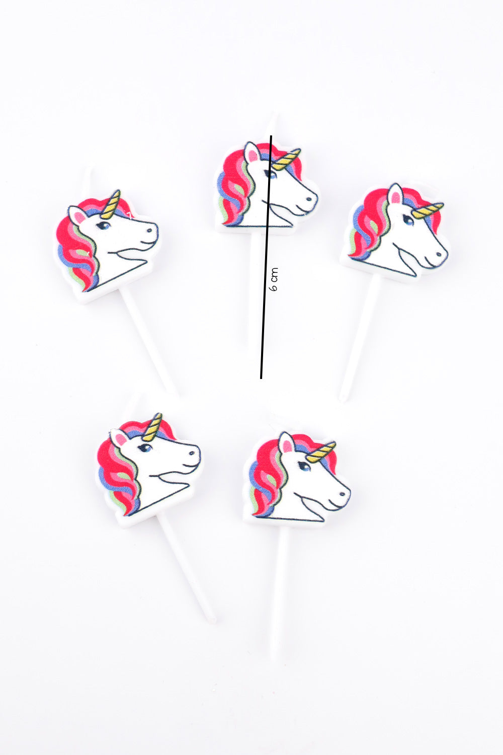 Beyaz  Unicorn Figürlü 5'li Mum