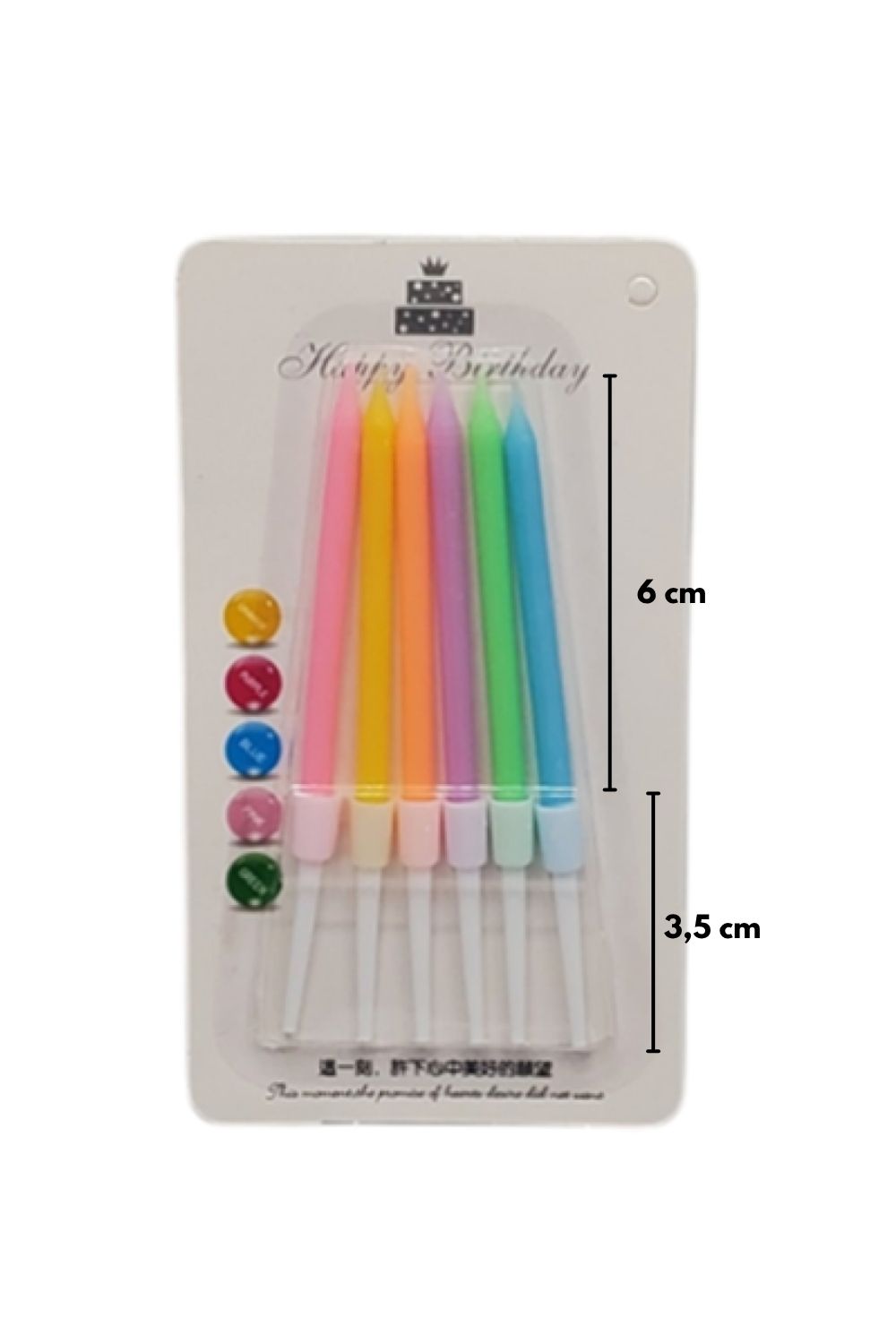 Çok Renkli Pastel Tonları 6'lı Kısa Mum