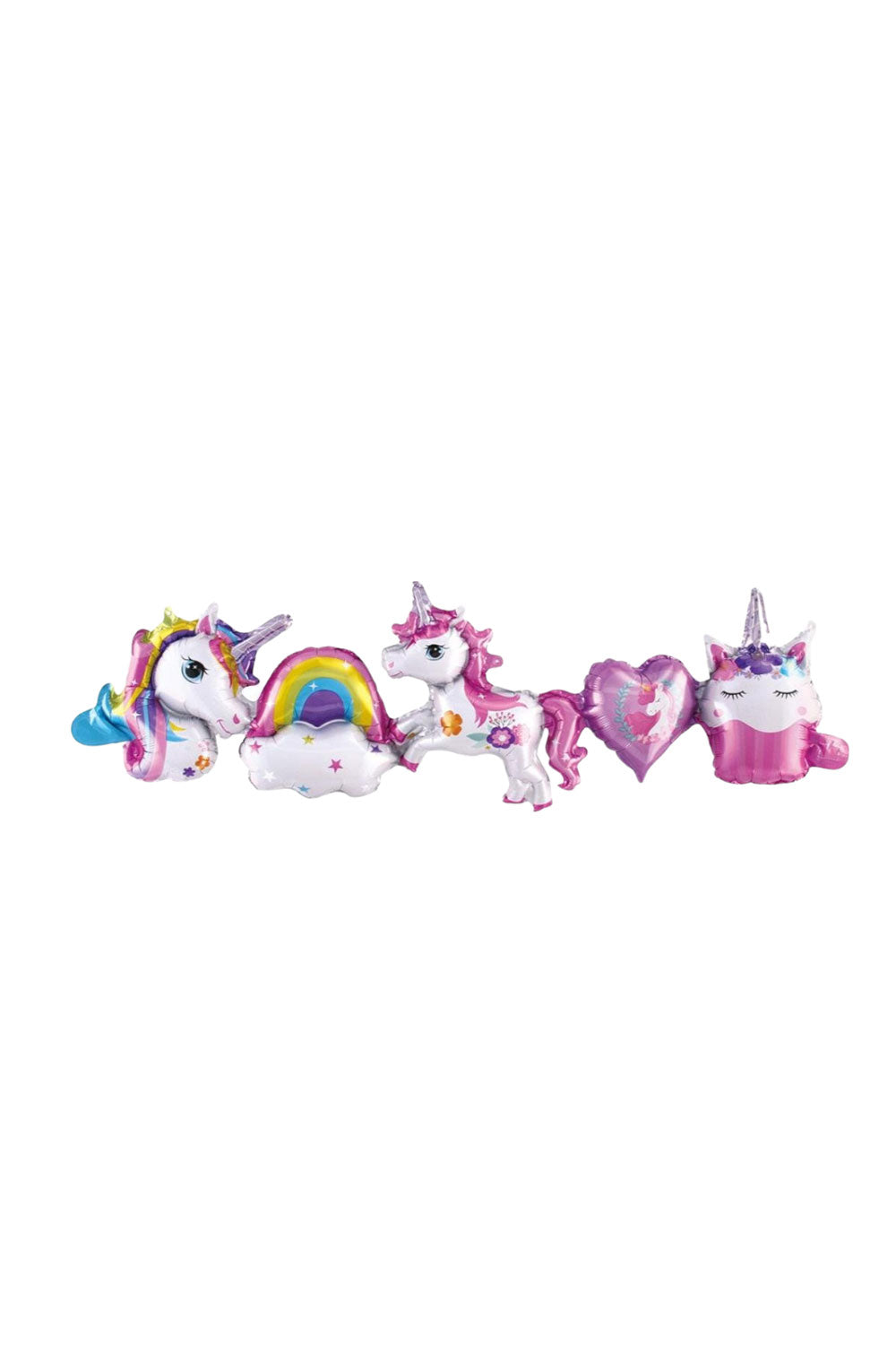 Çok Renkli Gökkuşağı - Unicorn Zincir Balon Set
