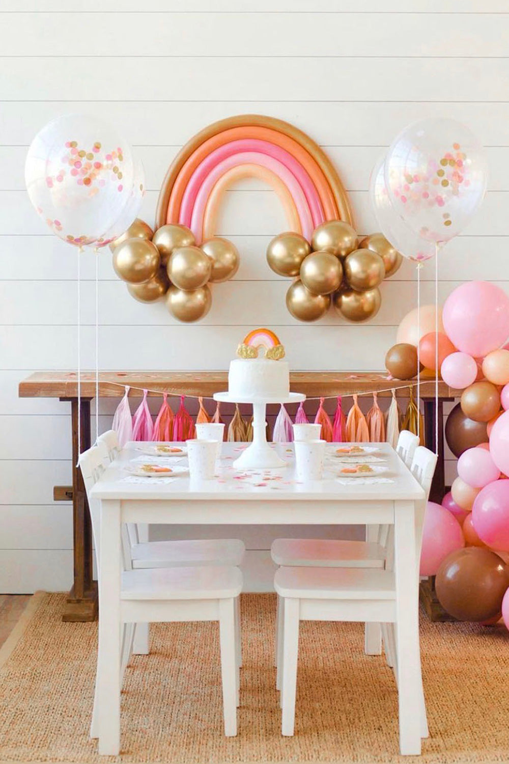 Altın Makaron Gökkuşağı Balon Set
