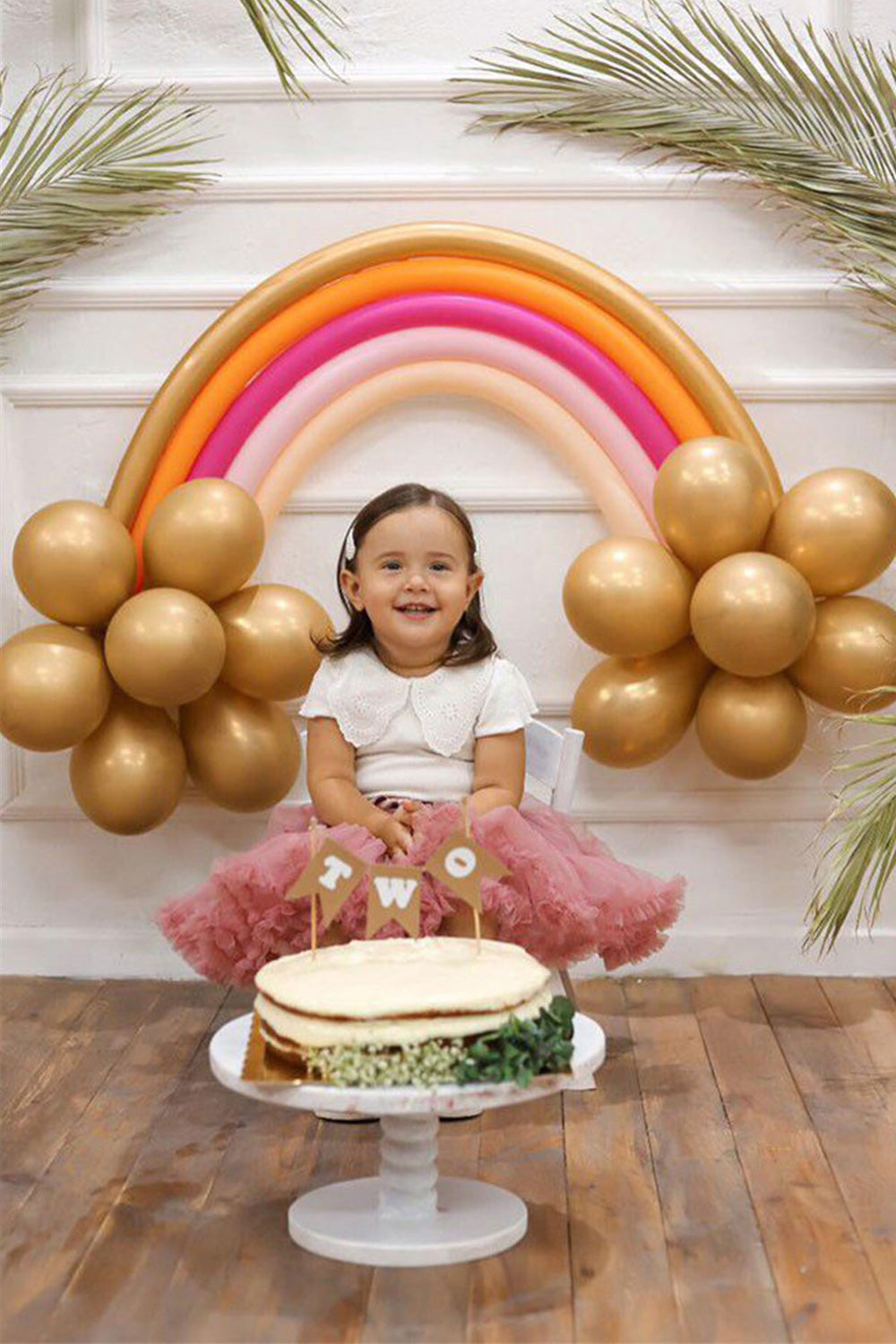 Altın Makaron Gökkuşağı Balon Set