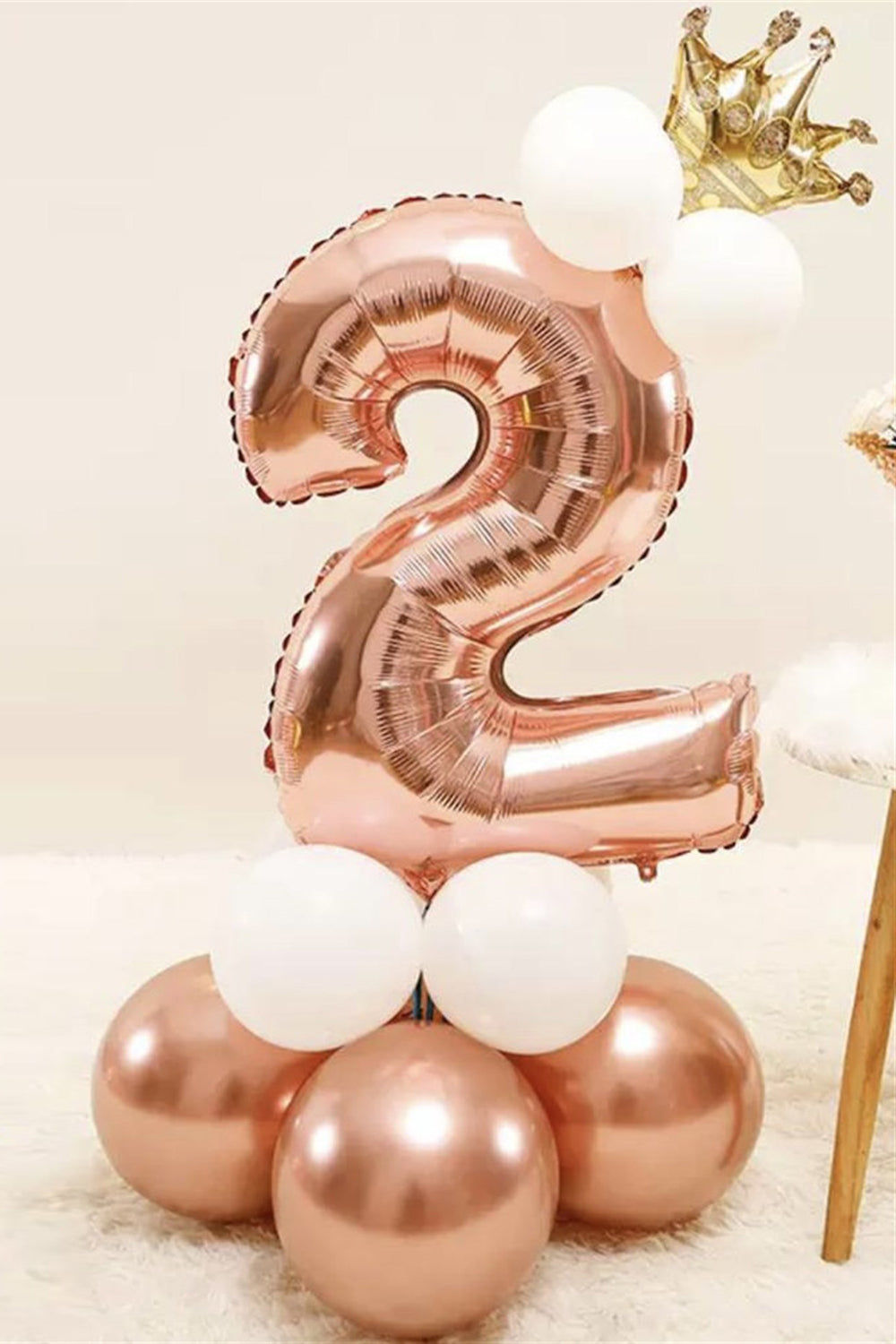 Rose 2 Rakamı Taçlı Balon Set