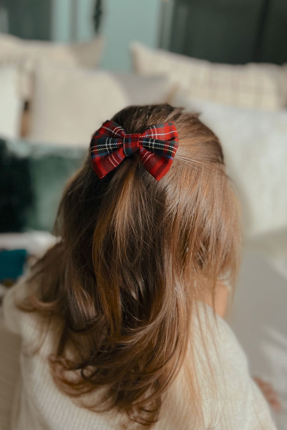 Kırmızı  Ekose Fiyonk Anne Kız Toka Set