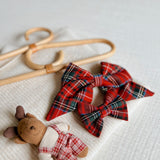 Kırmızı  Ekose Fiyonk Anne Kız Toka Set